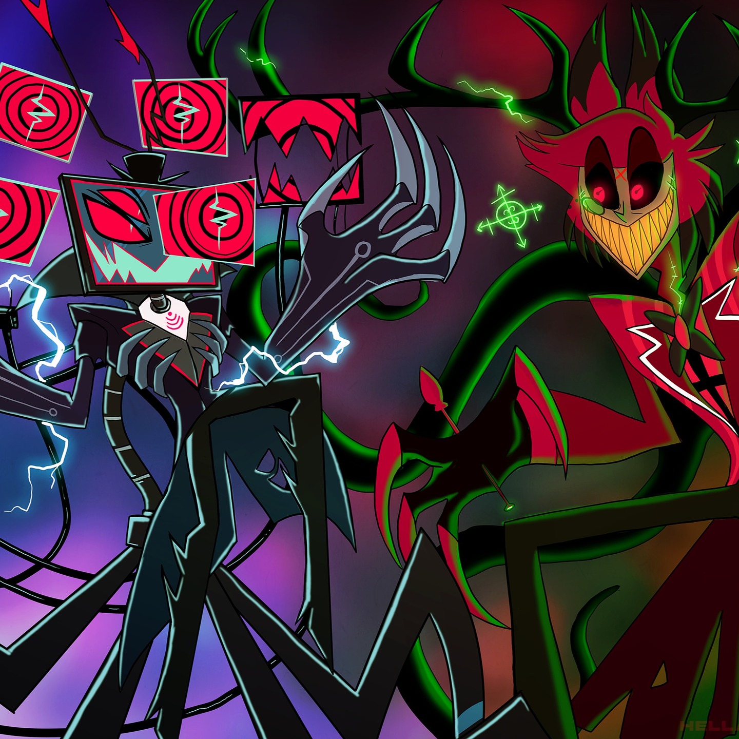 The first art I ever did of their demon forms.

#voxal #alvox #radiostatic #vox #alastor #hazbinhotel