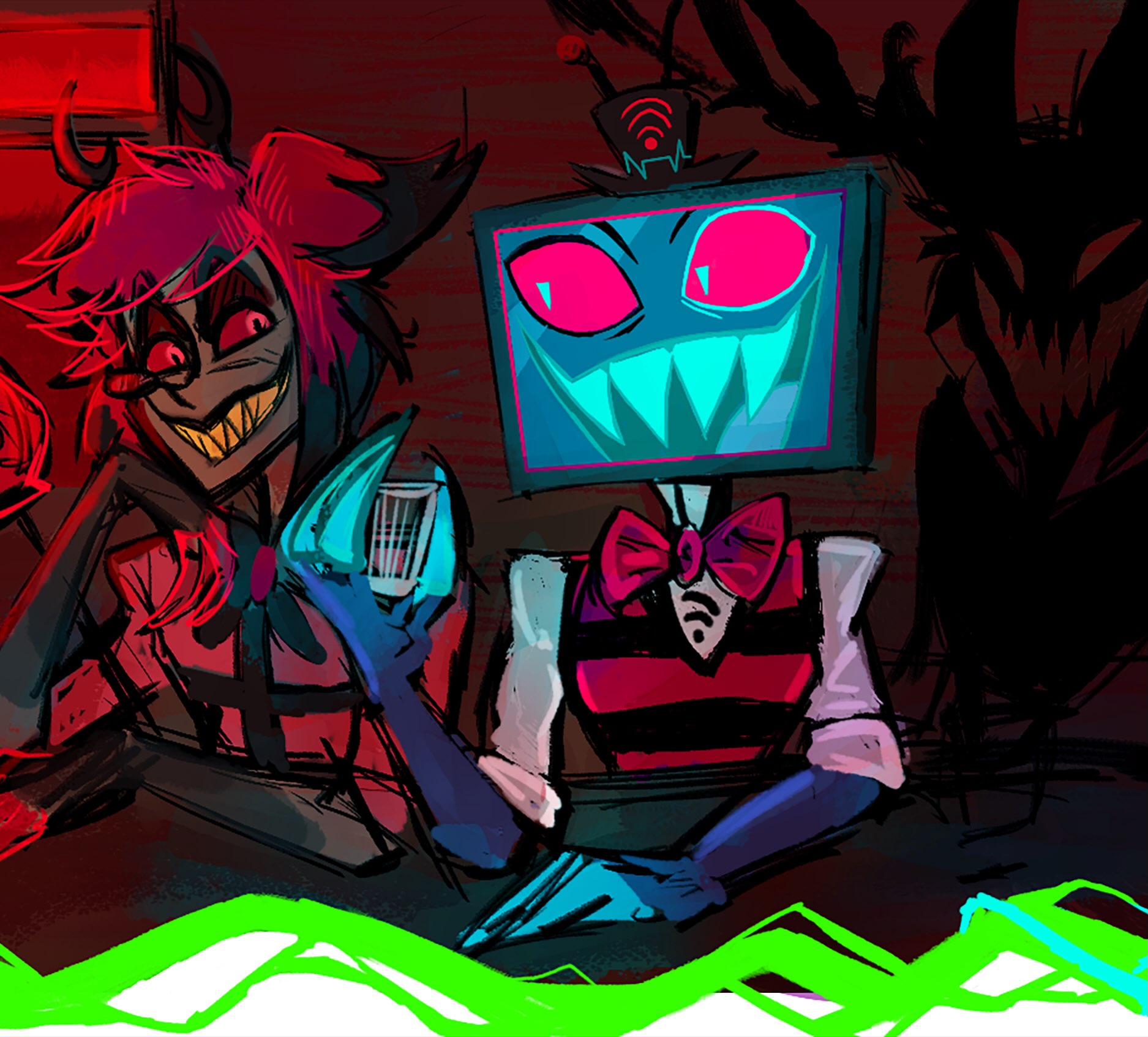 Magma art of Al and Vox #radiostatic #voxal #hazbinhotelfanart #hazbinhotel