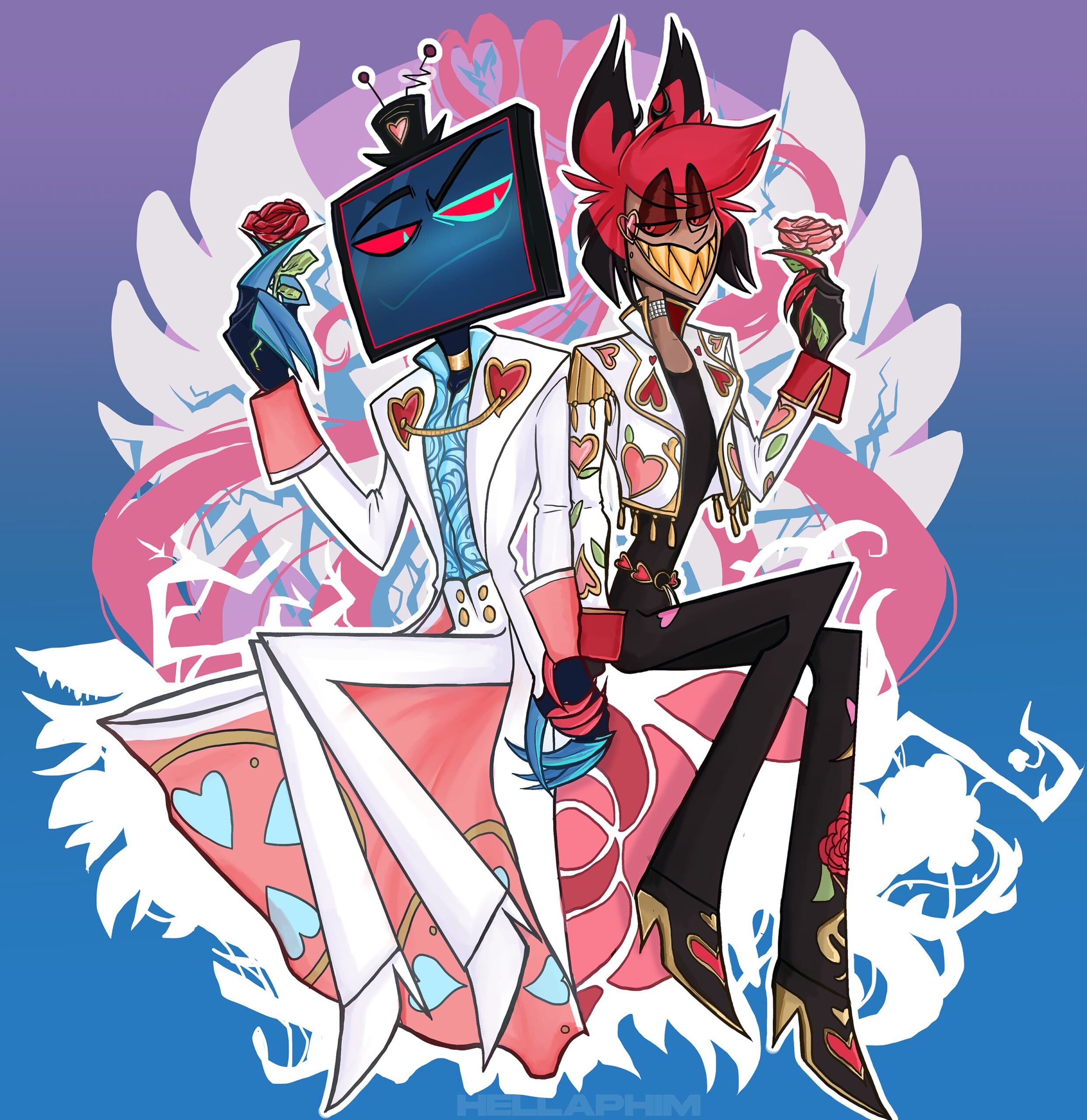 A valentines art of #radiostatic #hazbinhotel #alastor