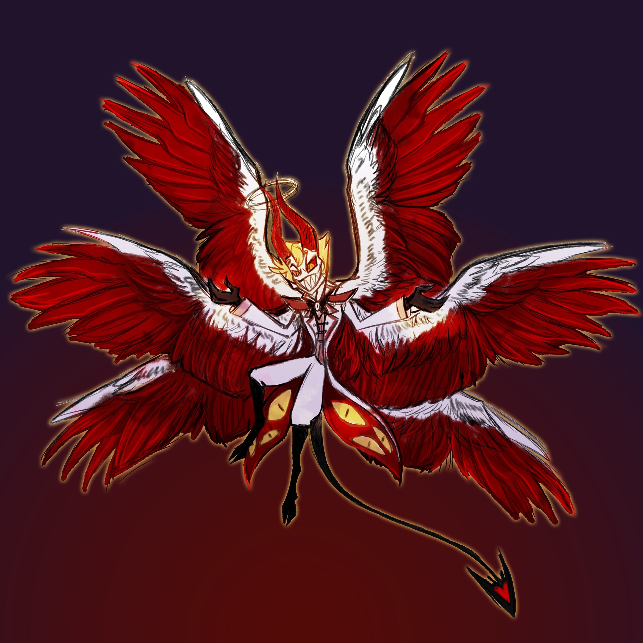 I wanted an excuse to draw wings, which I love drawing, so Lu was the character of choice.

#hazbinhotel #lucifer #hazbinlucifer